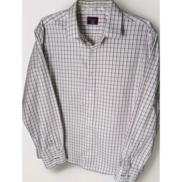 UNTUCKIT SIZE L MEN'S SHIRT PLAID LONG SHIRT WRINKLE FREE 100% COTTON - Picture 1 of 3
